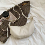 Vintage Soft Leather Crossbody Bag with Chains