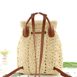Summer Straw Beach Backpack Boho Style Shoulder Bag