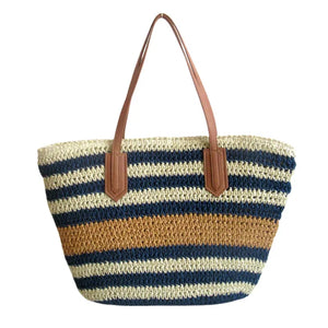 Women Straw Shoulder Bag Classic Beach Vacation Large Handbag Tote Bag