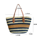 Women Straw Shoulder Bag Classic Beach Vacation Large Handbag Tote Bag