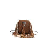 Women Tassel Crossbody Bag Matte Suede Shoulder Bag Feather Messenger Bag