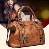Vintage Leather Shoulder Bag Casual Tote Travel Bag