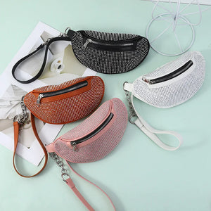 Women Waist Bag Flash Diamond Fanny Pack Chain Waist Crossbody Chest Bags
