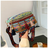 Women Waist Bags Fringed Woven Shoulder Bag Ethnic Crossbody Bag