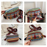 Women Waist Bags Fringed Woven Shoulder Bag Ethnic Crossbody Bag