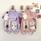 Waterproof Candy Color Backpack High School Bag Purple Teen Travel Rucksack