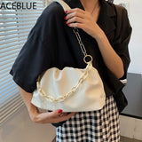 Women Chain Dumpling Clip Purse Bag Clutch Cloud Underarm Shoulder Bag