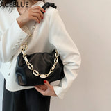 Women Chain Dumpling Clip Purse Bag Clutch Cloud Underarm Shoulder Bag