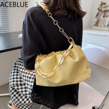 Women Chain Dumpling Clip Purse Bag Clutch Cloud Underarm Shoulder Bag