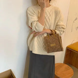 Lamb Wool Winter Shoulder Bag Beige Khaki