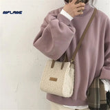 Lamb Wool Winter Shoulder Bag Soft Autumn Cross-body Beige Khaki Girls
