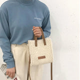 Women Winter Shoulder Bag Lamb Wool Warm Soft Square Cross-body