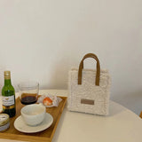 Women Winter Shoulder Bag Lamb Wool Warm Soft Square Cross-body