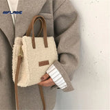 Lamb Wool Winter Shoulder Bag Soft Autumn Cross-body Beige Khaki Girls