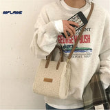 Lamb Wool Winter Shoulder Bag Soft Autumn Cross-body Beige Khaki Girls