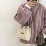 Lamb Wool Winter Shoulder Bag Beige Khaki