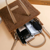 Women Winter Shoulder Bag Lamb Wool Warm Soft Handbags