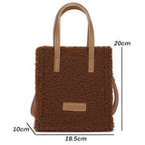 Women Winter Shoulder Bag Lamb Wool Warm Soft Handbags
