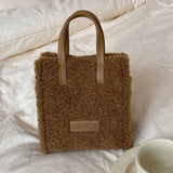 Women Winter Shoulder Bag Lamb Wool Warm Soft Handbags
