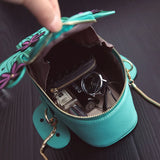 Embroidered Flower Mini Chain Shoulder Bag Green Cactus Shape