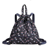 Women Nylon Folding Backpack Drawstring Bag Travel Backpack