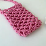 Women's Hollow Out Mini Crossbody Phone Bag Knitted Shoulder Bag