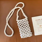 Women's Hollow Out Mini Crossbody Phone Bag Knitted Shoulder Bag