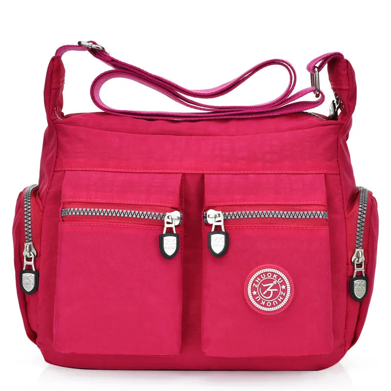 Waterproof Women's Messenger Bag Zipper Nylon Travel Cross Bag