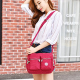 Waterproof Women's Messenger Bag Zipper Nylon Travel Cross Bag
