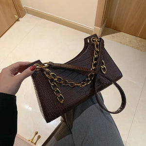 Crocodile Pattern PU Leather Women's Chain Shoulder Bag
