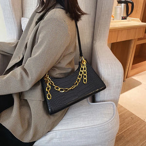 Crocodile Pattern PU Leather Women's Chain Shoulder Bag