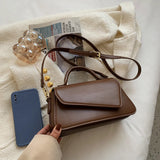 Women's PU Leather Handbag Minimalist Shoulder Bag Lipstick Packet Khaki