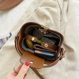 Women's Bucket Crossbody Bags Solid PU Leather Handbags