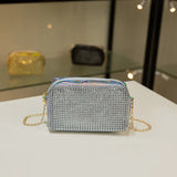 Women's Cosmetic Bag Chain Messenger Crossbody Bag Small Square Shining Diamond