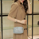 Women's Cosmetic Bag Chain Messenger Crossbody Bag Small Square Shining Diamond