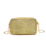 Women's Cosmetic Bag Chain Messenger Crossbody Bag Small Square Shining Diamond