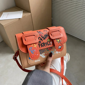 Graffiti Shoulder Bag PU Leather Messenger Bag
