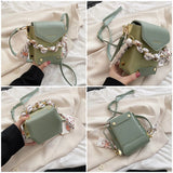 Women's PU Leather Messenger Bag Magnetic Buckle Square Bag