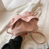 Women's Solid Cloud Messenger Bag PU Crossbody Underarm Bag