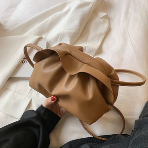 Women's Solid Cloud Messenger Bag PU Crossbody Underarm Bag
