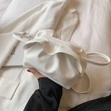 Women's Solid Cloud Messenger Bag PU Crossbody Underarm Bag
