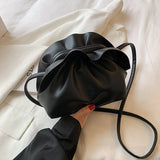 Women's Solid Cloud Messenger Bag PU Crossbody Underarm Bag