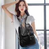 Women's PU Leather Backpack School Bag Classic Waterproof Travel Shoulder Bag