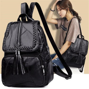 Women's PU Leather Backpack School Bag Waterproof Travel Multi-function Shoulder