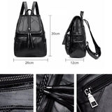 Women's PU Leather Backpack School Bag Waterproof Travel Multi-function Shoulder