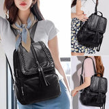 Women's PU Leather Backpack School Bag Waterproof Travel Multi-function Shoulder