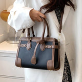 Women's Retro Contrast Shoulder Bag Net Red Handbag Tote Bag