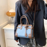 Women's Retro Contrast Shoulder Bag Net Red Handbag Tote Bag