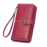 Women's Retro Oil Wax Wallet PU Hollow Zipper Wallet