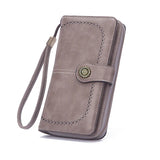 Women's Retro Oil Wax Wallet PU Hollow Zipper Wallet